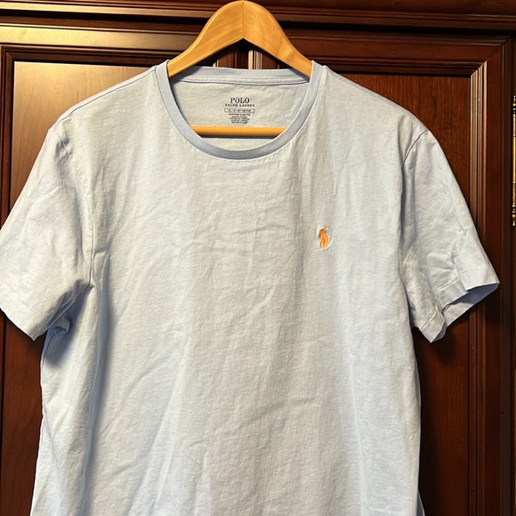 Ralph Lauren Polo Men’s Custom Slim Fit T-Shirt Baby Blue Soft & Comfortable Tee - Picture 4 of 8